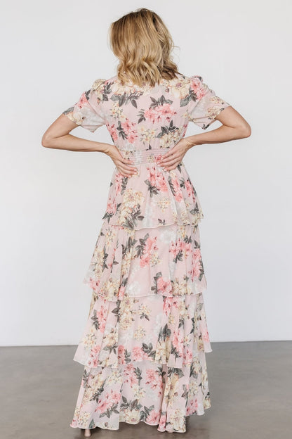 Montaigne Ruffle Maxi Dress | Pale Blush Floral - Baltic Born